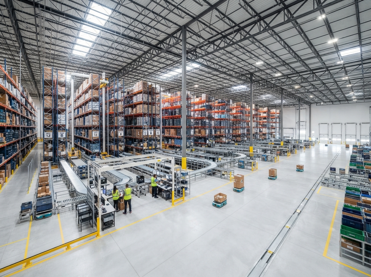 Modern high-throughput logistics distribution center