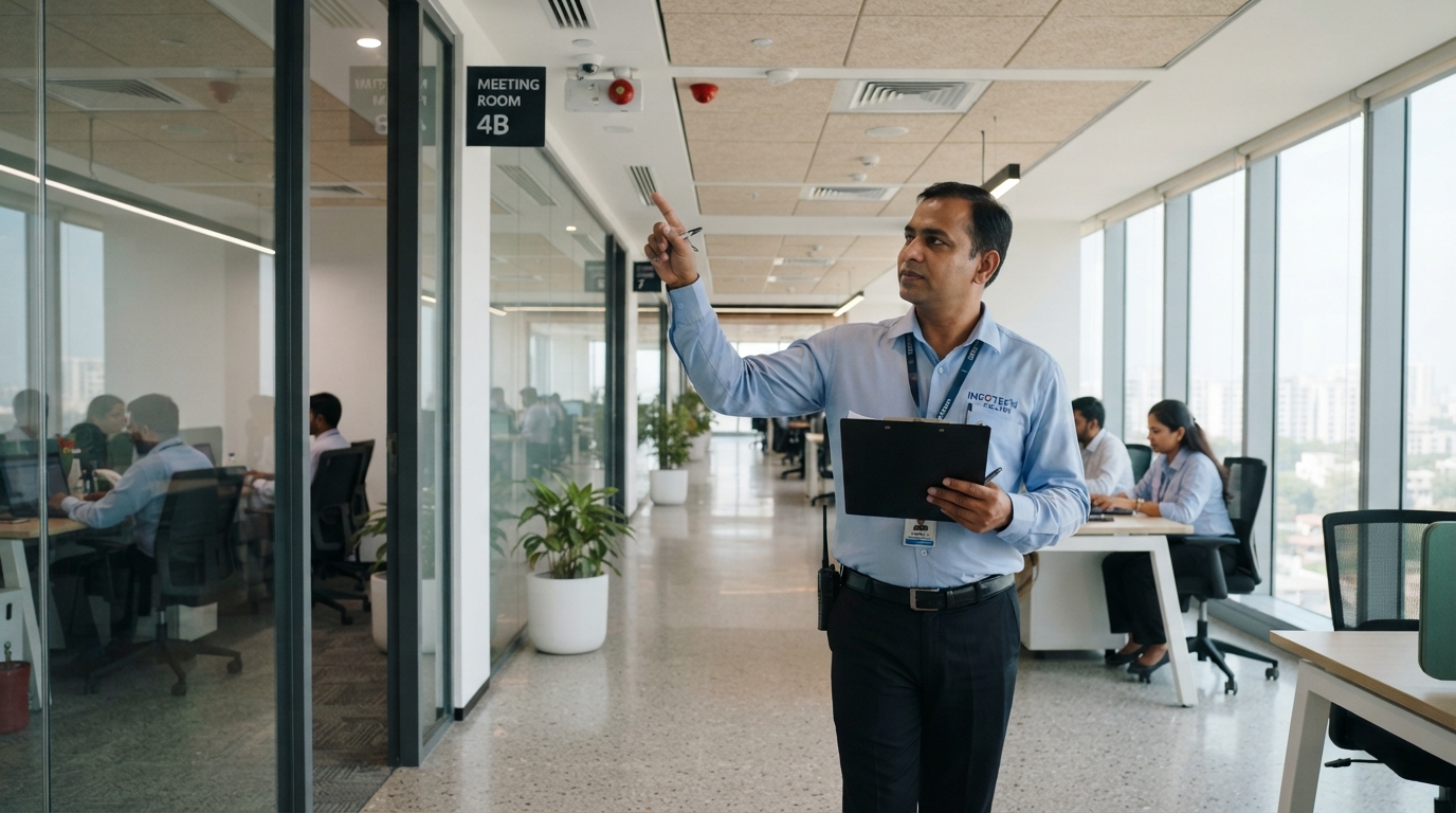 Facility supervisor conducting on-ground review and inspection