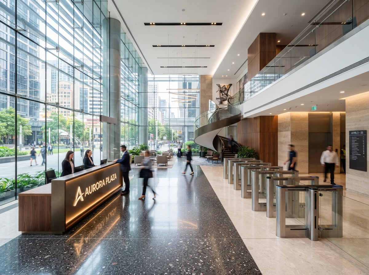 Double-height reception lobby
