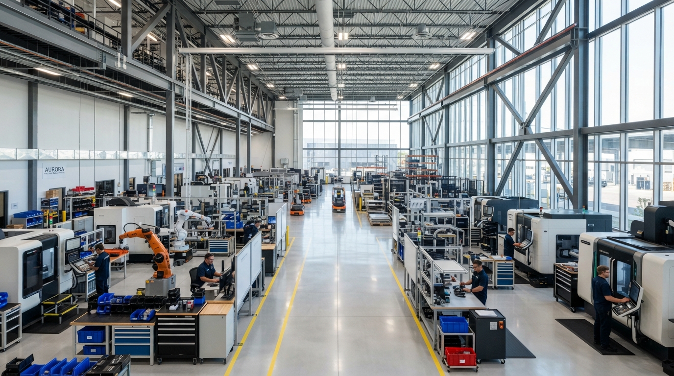 Advanced industrial manufacturing facility clean modern factory floor