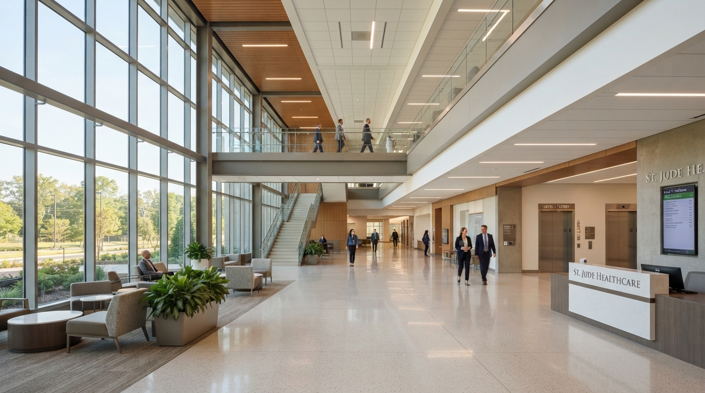 Hospital and healthcare facility atrium